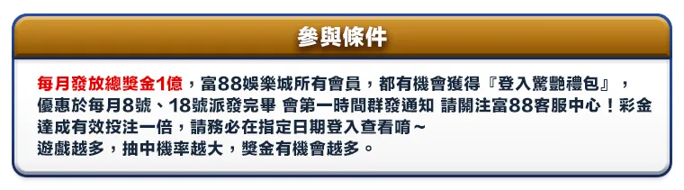 富88會員日驚艷禮包參與條件